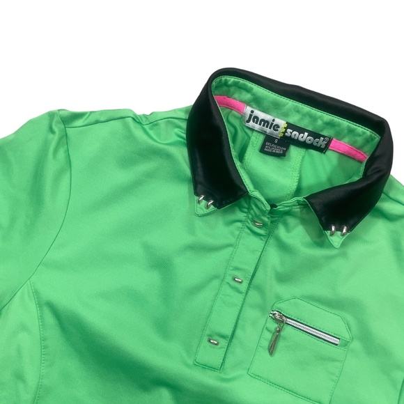 jamie sadock Tops - Jamie Sadock Small 3/4 Sleeve Zipper Pockets 1/4 Zip Green Poly Spandex Tennis
